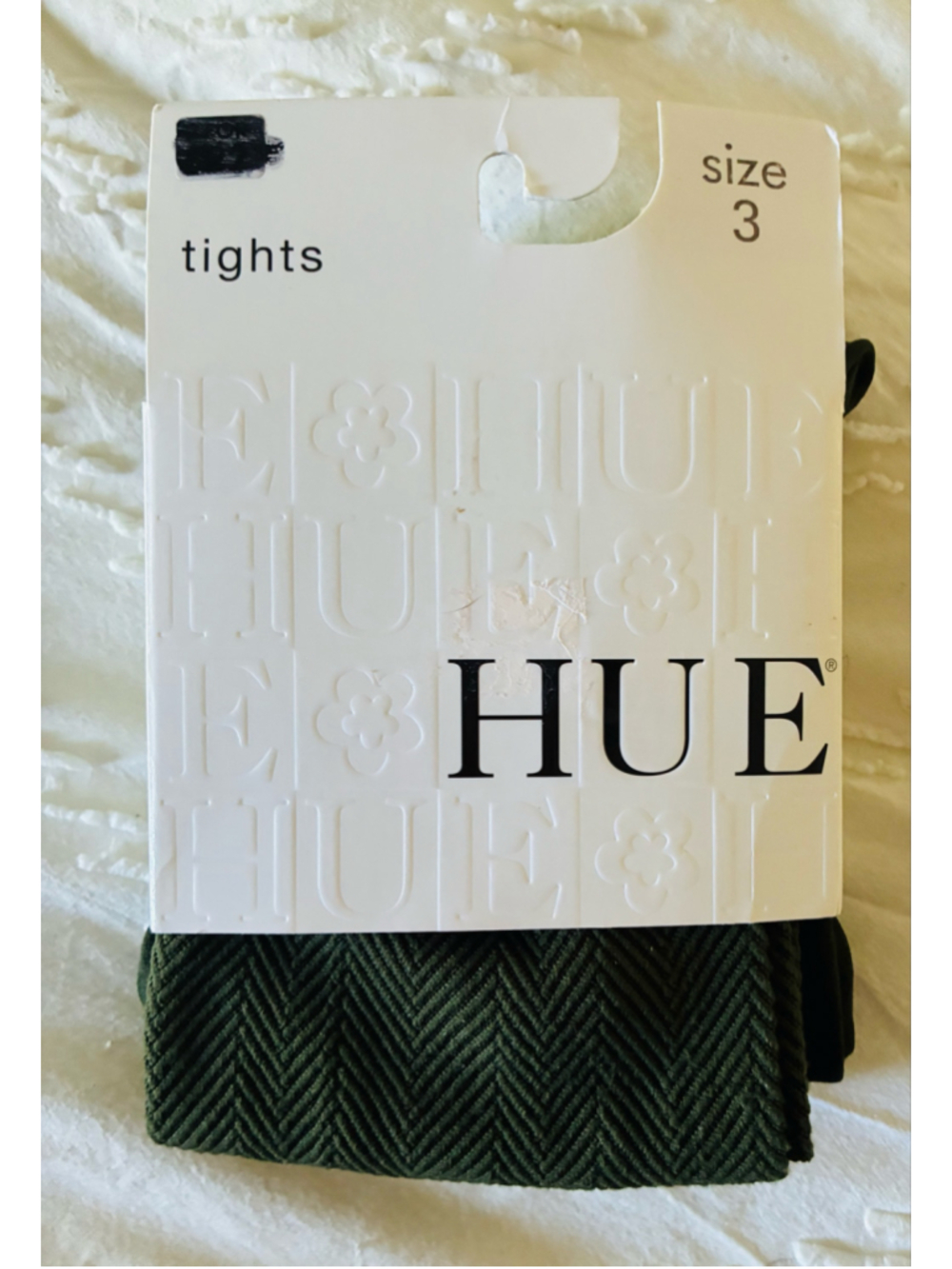 Women's HUE Herringbone Texture Tights Size 3 Army Green